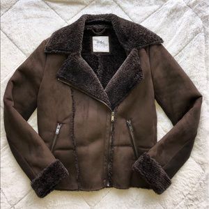 ESPRIT Brown Suede Jacket with Fleece Lining